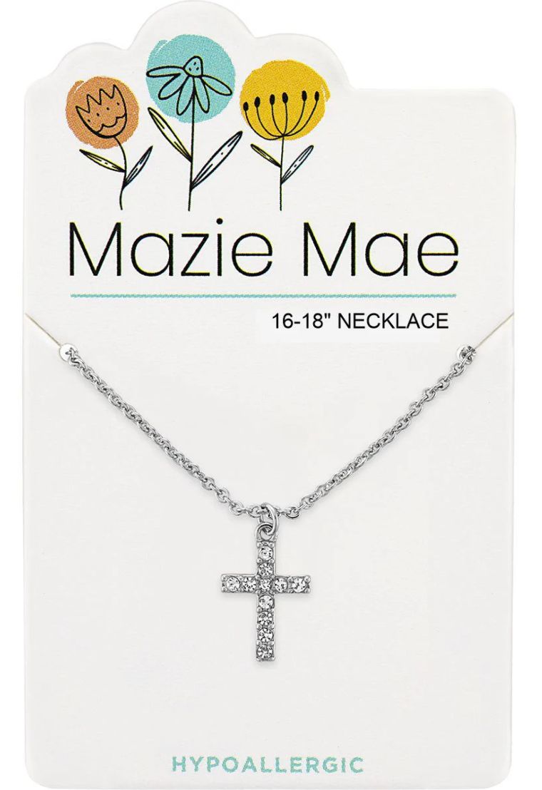 Mazie Mae Girls Necklace | Silver CZ Cross