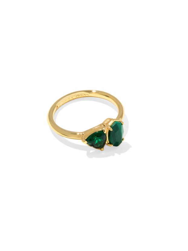 The Tatum Band Ring Gold Green Mix, Size: 6