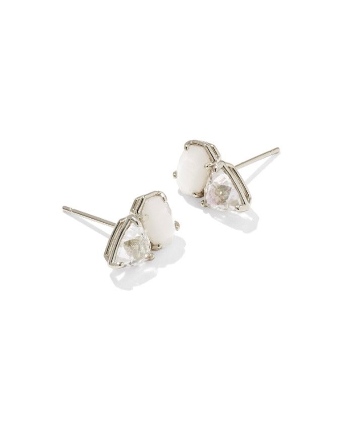 The Tatum Stud Earrings in Neutral Mix, Color: Silver