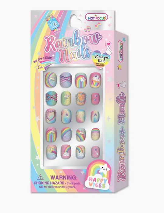 Rainbow Press On Nails