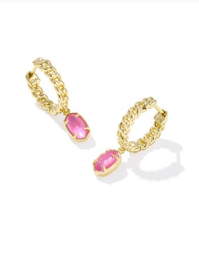 The Emilie Gold Huggie Earring, Color: Azalea Illusion