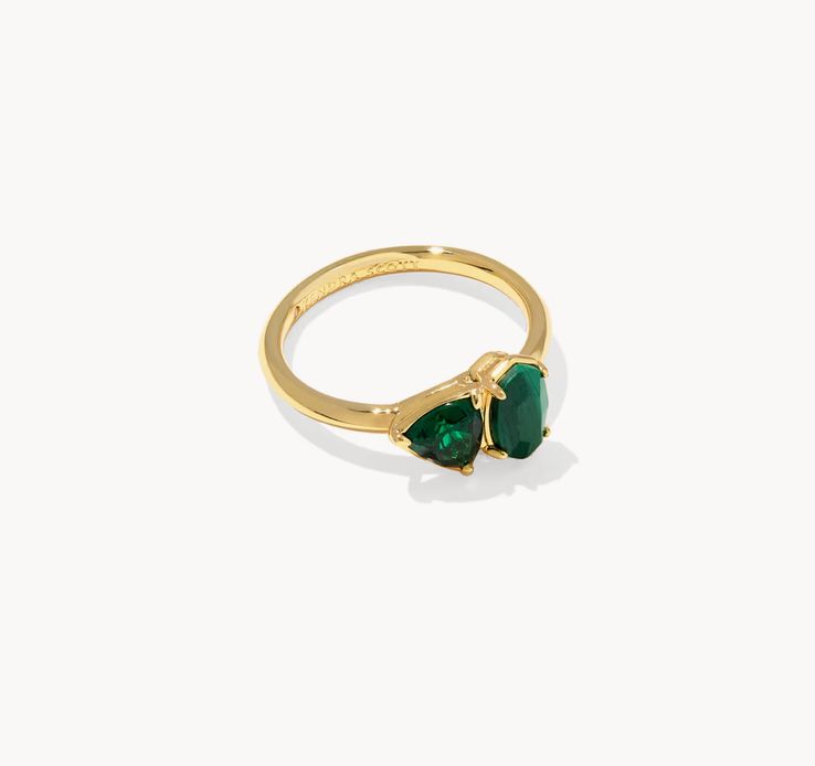 The Tatum Band Ring Gold Green Mix