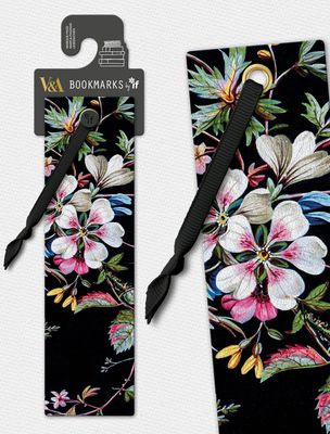 Black Floral Faux Leather Bookmark