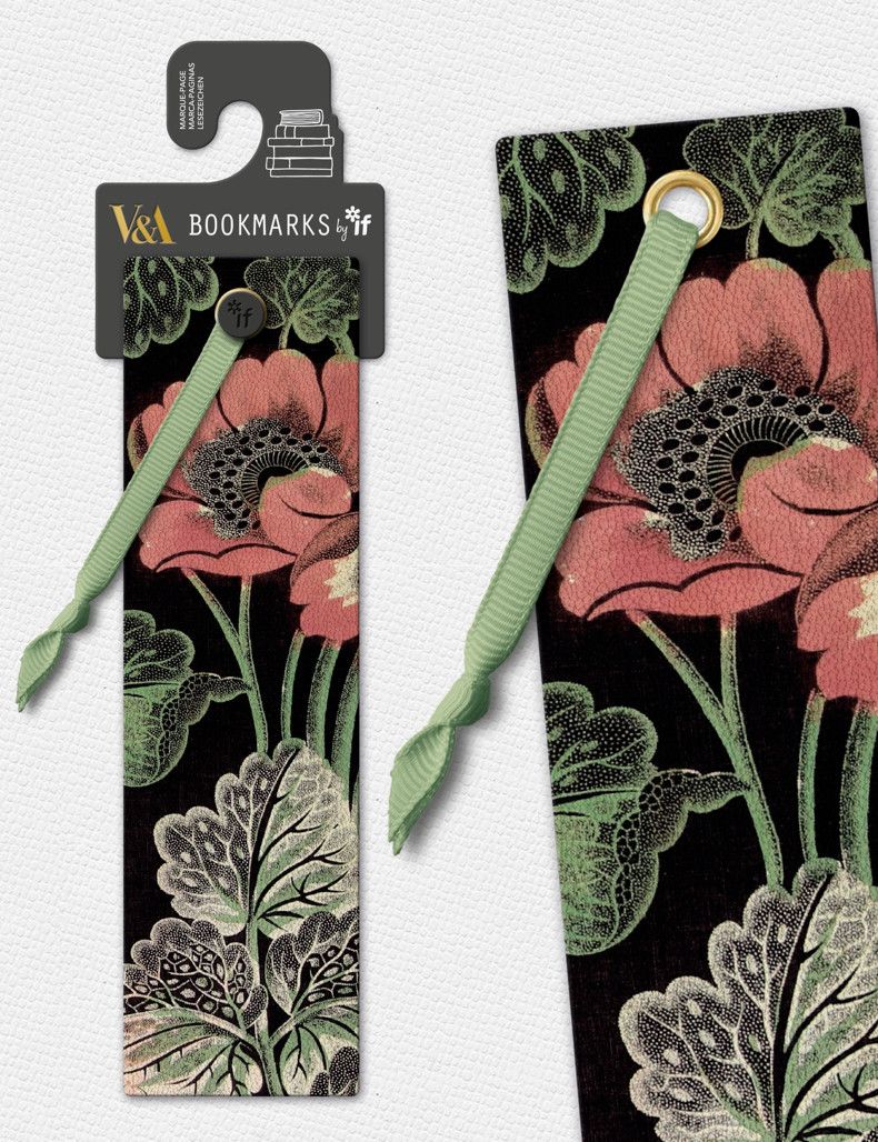 Floral Anemone Faux Leather Bookmark