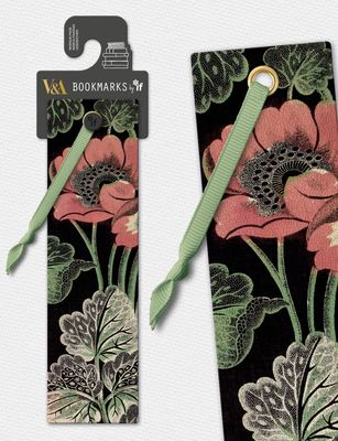 Floral Anemone Faux Leather Bookmark