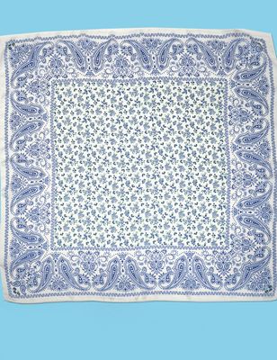 Large Bandana Scarf | Blue Toile Floral