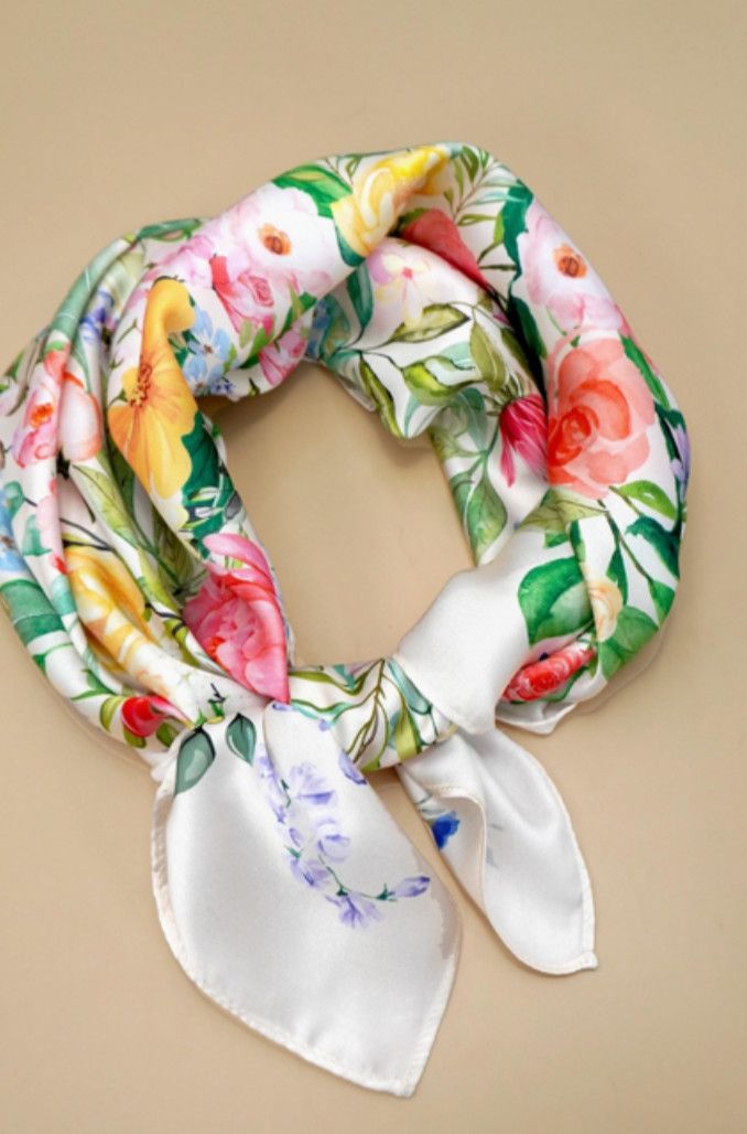 Large Bandana Scarf | Floral Cream