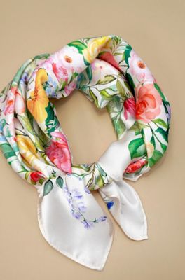 Large Bandana Scarf | Floral Cream