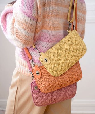 Lattice Woven Mini Crossbody Wristlet Clutch