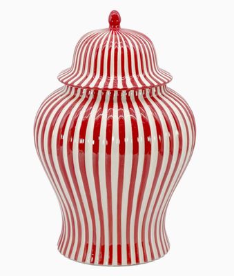 Candy Cane Striped Ceramic Ginger Jar
