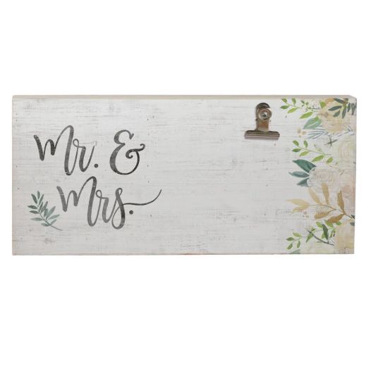 Mr &amp; Mrs clip frame in tan, stylish photo frame for couples, perfect for home décor, wedding gifts, or special memories
