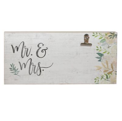 Mr &amp; Mrs clip frame in tan, stylish photo frame for couples, perfect for home décor, wedding gifts, or special memories