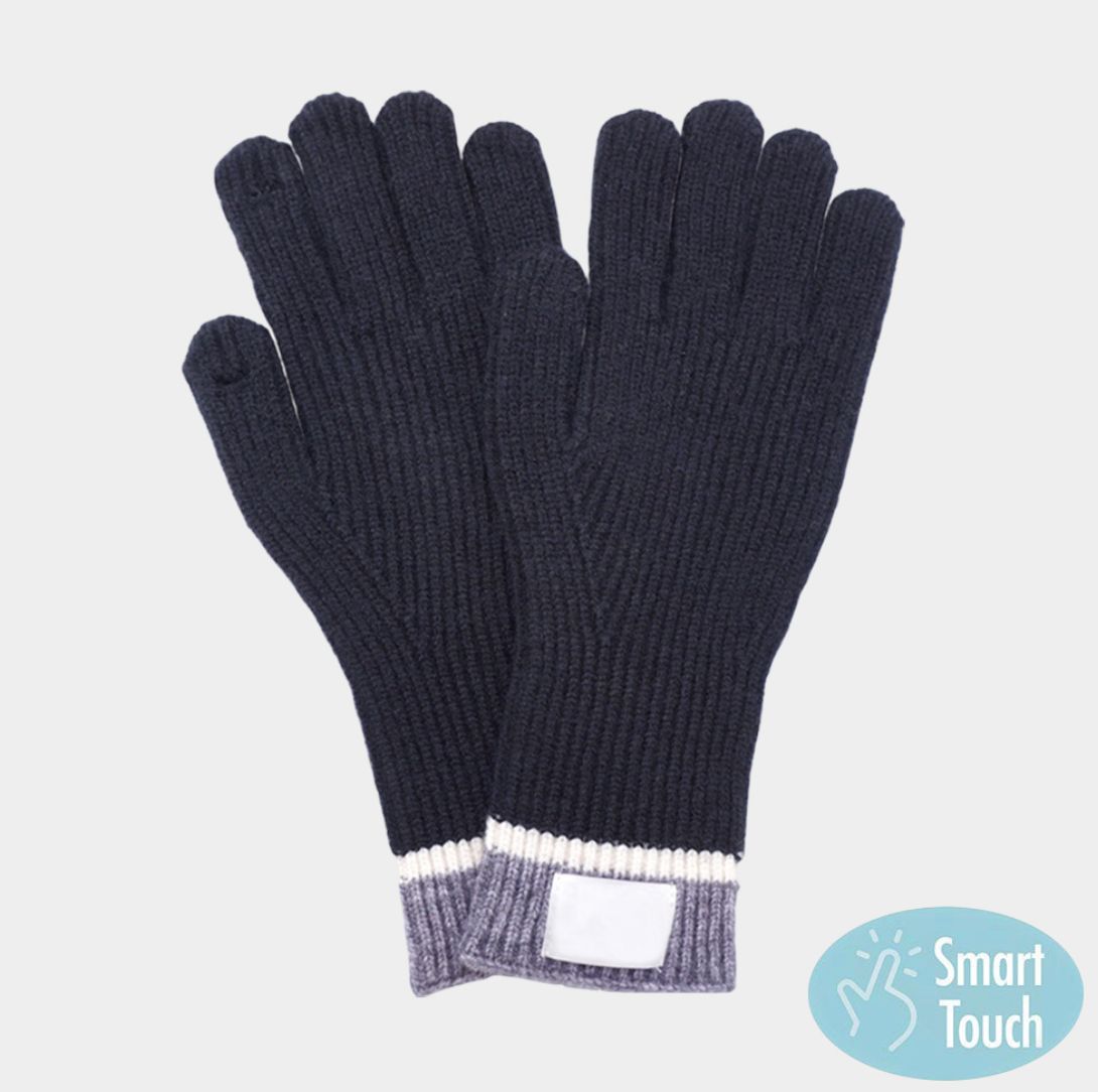Ribbed Knit Smart Touch Gloves | Black