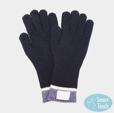Ribbed Knit Smart Touch Gloves | Black