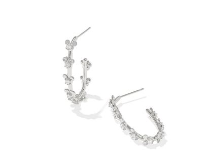Disney x Kendra Scott Mickey Minnie Mouse Hoops Silver White Crystal