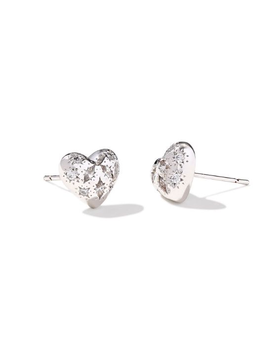 The Holland Heart White Crystal Stud