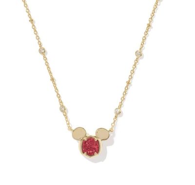Disney x Kendra Scott | Mickey Mouse Pendant Necklace Gold Bright Red Drusy