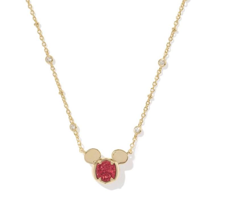 Disney x Kendra Scott | Mickey Mouse Pendant Necklace Gold Bright Red Drusy