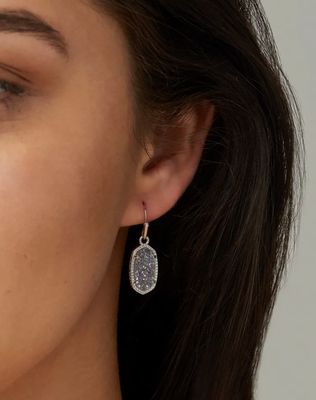 The Lee Drop Earrings in Platinum Drusy