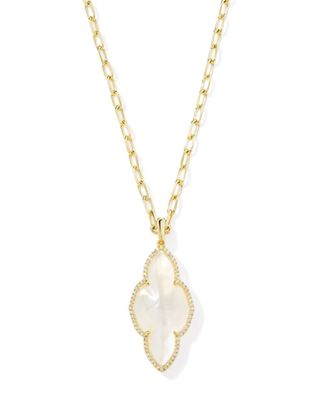 The Abbie Pave Frame Large Pendant Gold Necklace