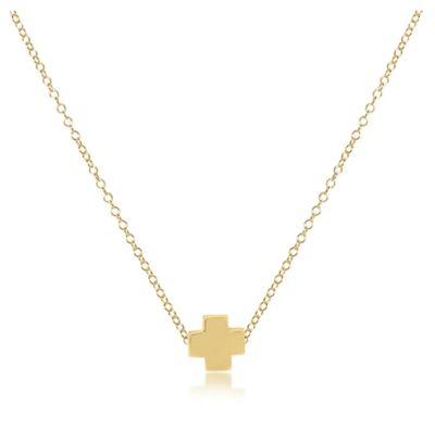 Gold Signature Cross 16" Gold Necklace