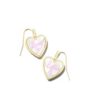 Heart Drop Earring Gold Ivory Mother of Pearl