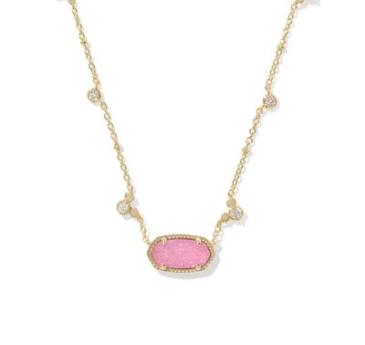 Disney x Kendra Scott | Mickey Mouse Elisa Necklace Gold Hot Pink Drusy