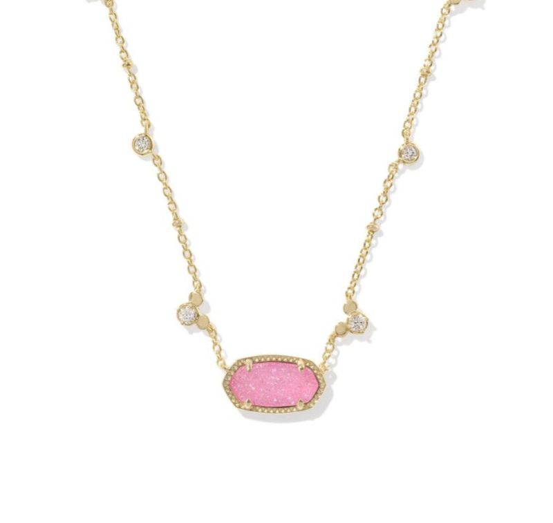 Disney x Kendra Scott | Mickey Mouse Elisa Necklace Gold Hot Pink Drusy
