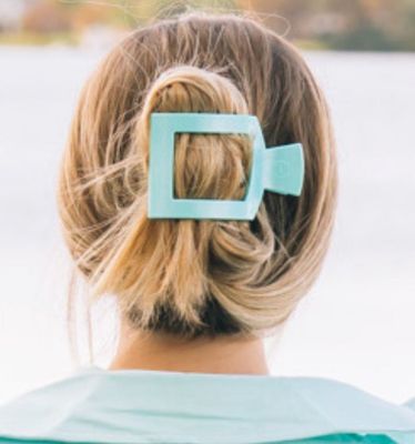 Teleties™ Flat Square Hair Clip | Totally Turquoise