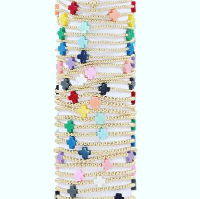 Signature Cross Gold Pattern 3mm Bead Bracelet 
