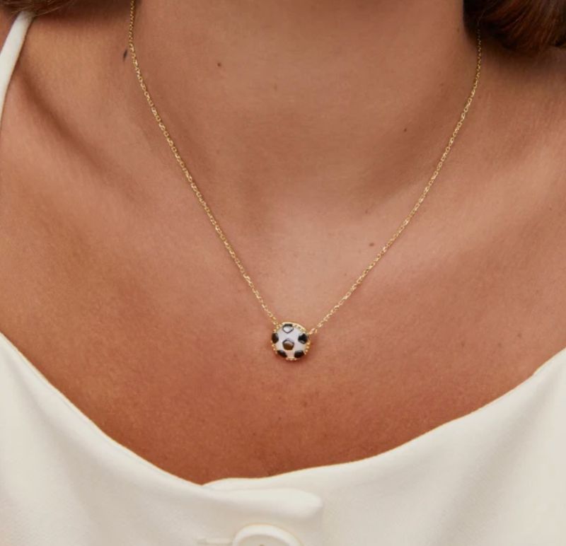 The Soccer Pendant Necklace in Ivory Mother of Pearl