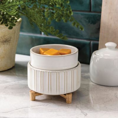 2-in-1 Classic Candle Warmer Ceramic &amp; Wood