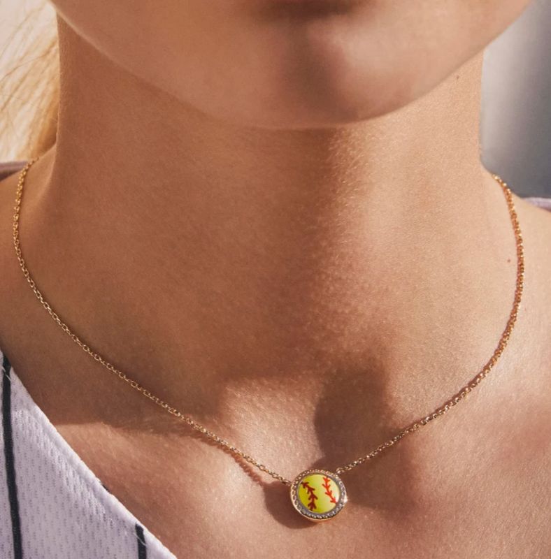 The Softball Short Pendant Necklace in Chartreuse Magnesite