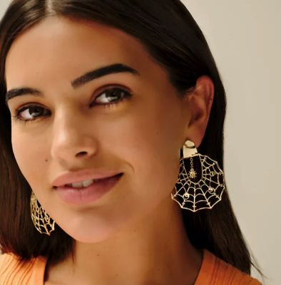 The Spider Web Statement Earring  White Crystal