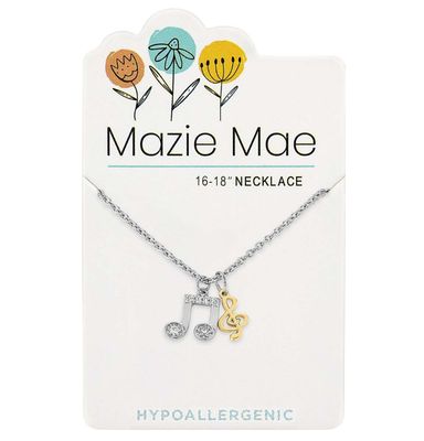 Mazie Mae Girls Necklace | Silver Two-Toned Music Note