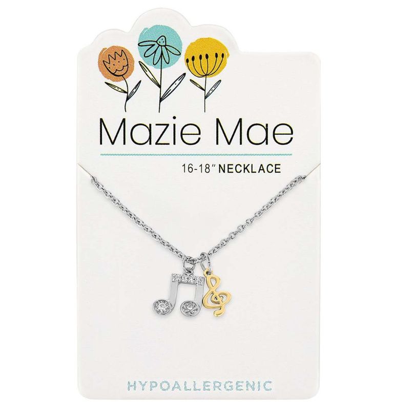 Mazie Mae Girls Necklace | Silver Two-Toned Music Note