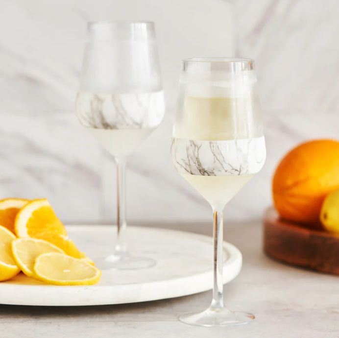 Wine Freeze Stemmed Cooling Cups Set of 2 | Marble