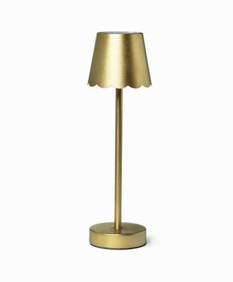 LED Table Lamp with Scalloped Edge Shade Gold