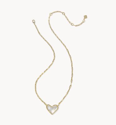 The Ari Heart Statement Pendant Necklace in Ivory Mother of Pearl