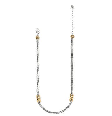 Interlok Twist Two Tone Double Chain Necklace