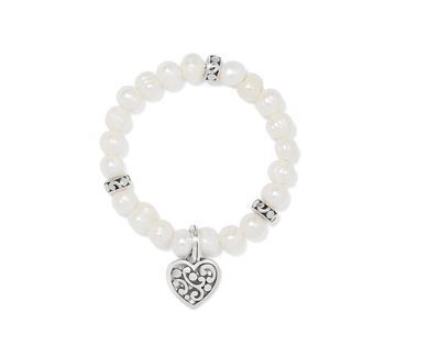 Contempo Heart Pearl Stretch Bracelet
