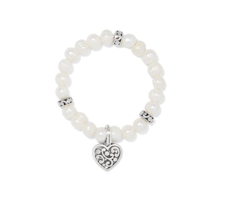 Contempo Heart Pearl Stretch Bracelet