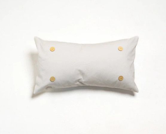 Button Pillow, Color: White Washed Cotton