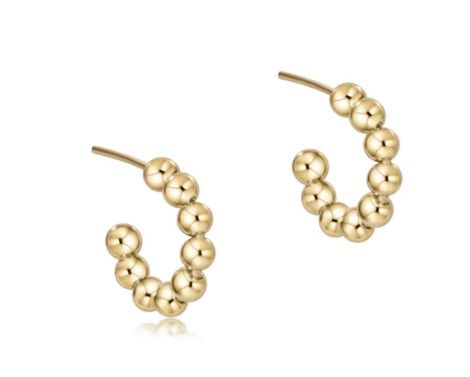 Enewton Beaded Classic 1" Post Hoop Gold, Size: 4mm
