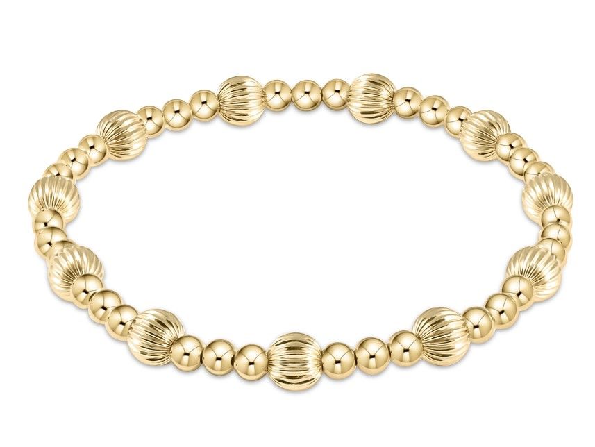 Dignity Sincerity Pattern Bead Bracelet Gold, Size: 6mm