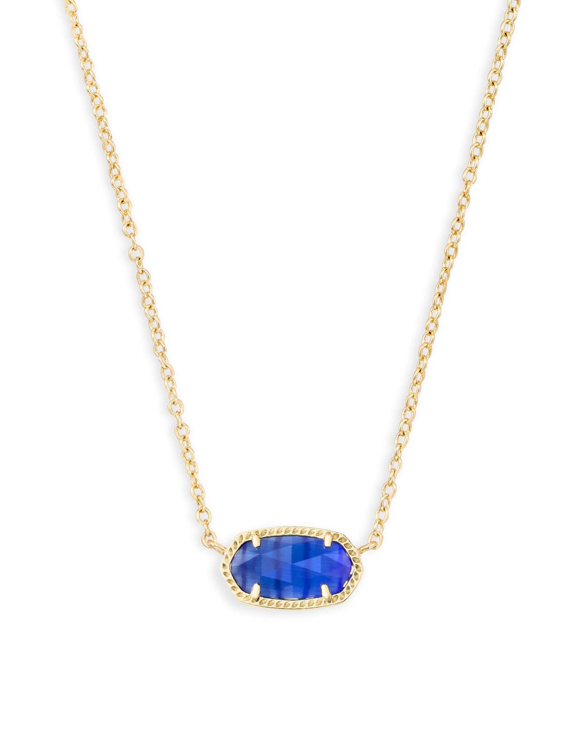 The Elisa Pendant Necklace in Cobalt Cats Eye, Color: Gold