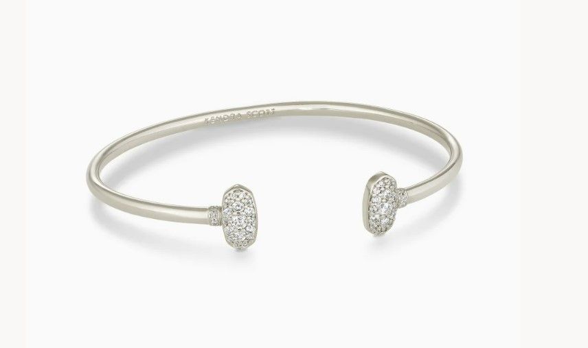 The Grayson Cuff Bracelet in White Crystal, Color: Silver