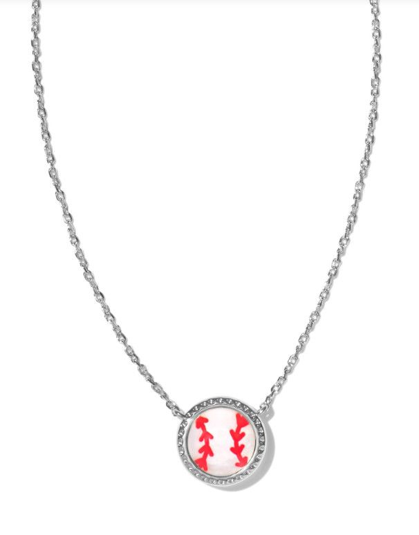 The Baseball Pendant Ivory Mother of Pearl, Color: Silver