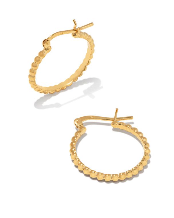 Beaded Hoop Earring , Color: 18k Gold Vermeil