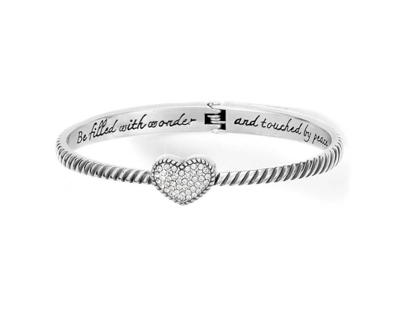 Celestia Heart Hinged Bangle Silver